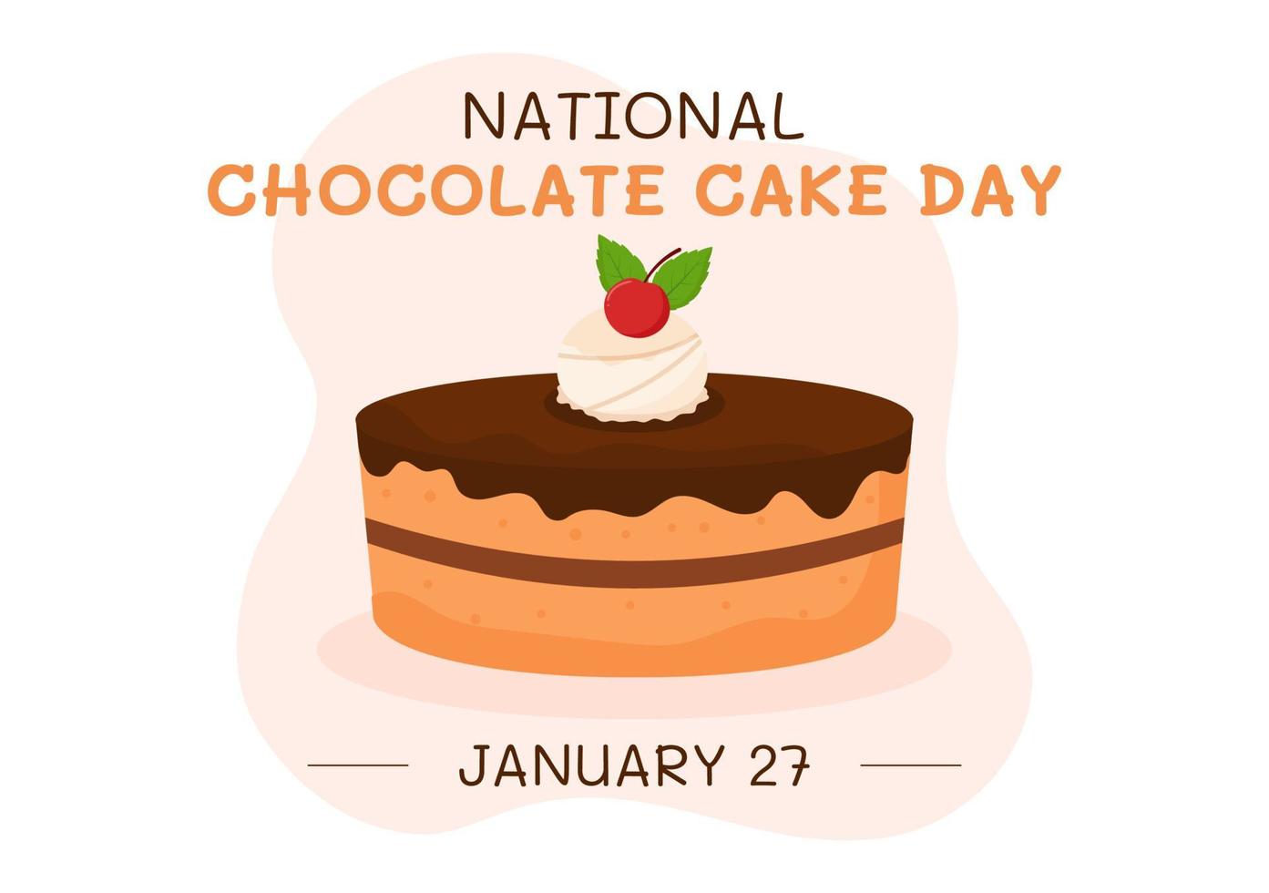celebración del día nacional del pastel de chocolate el 27 de enero con deliciosa dulzura en dibujos animados planos dibujados a mano ilustración de plantillas vector