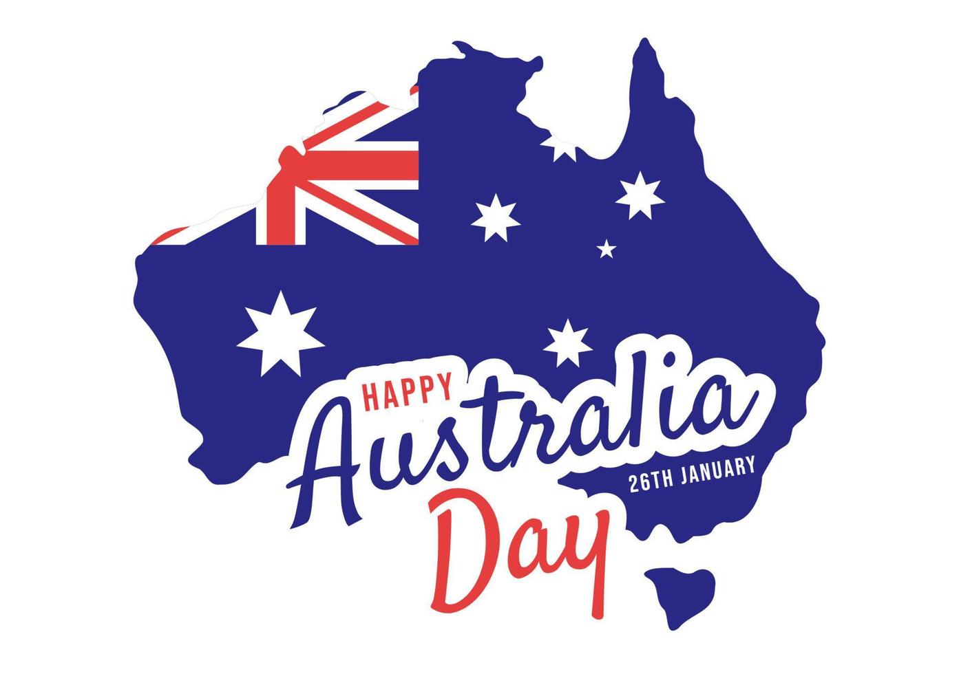 Happy Australia Day Observed Every Year on January 26th with Flags and Map to Diversity of Peoples in Flat Cartoon Hand Drawn Template Illustration vector