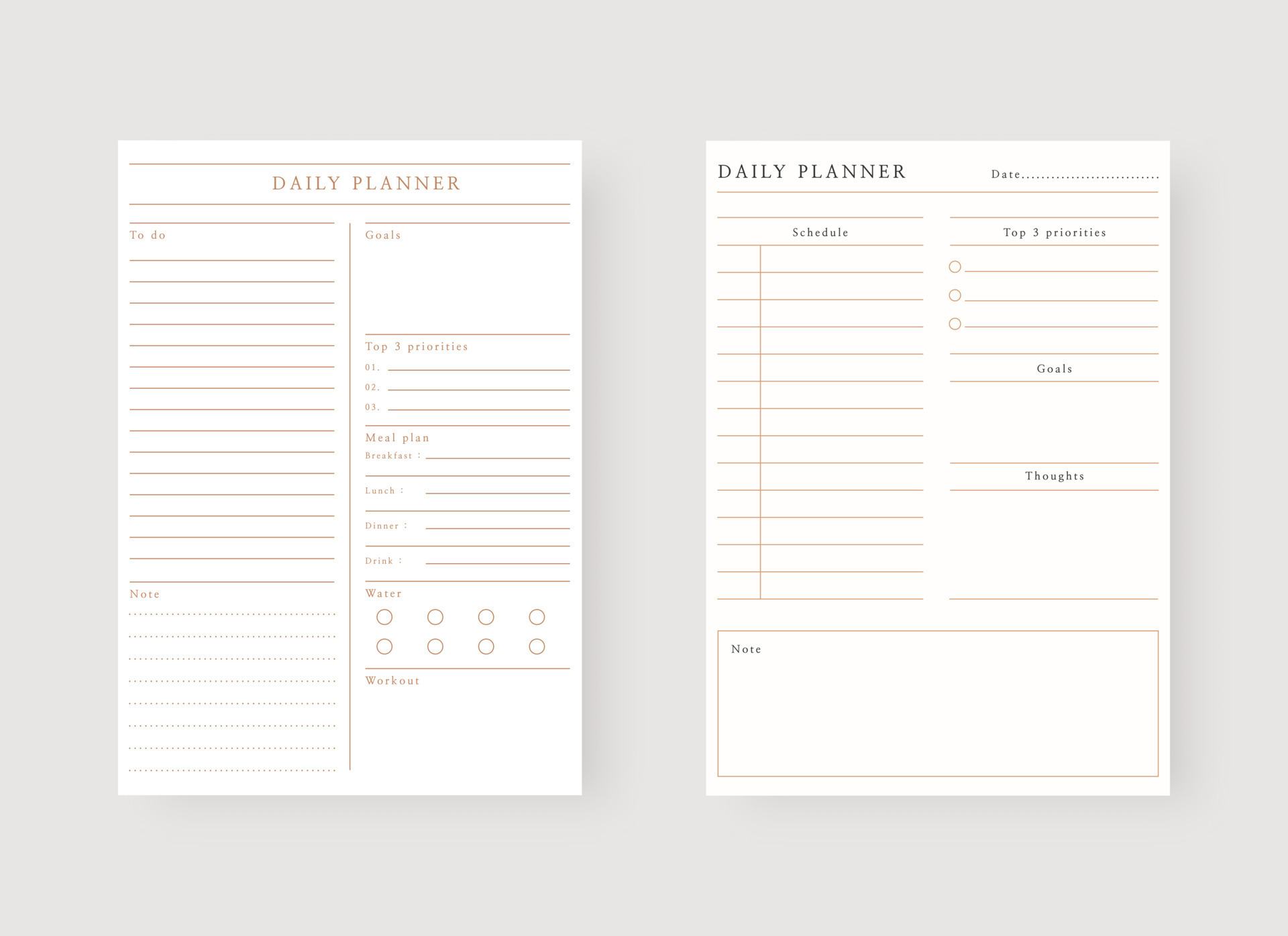 Daily planner template. Set of planner and to do list. Modern planner