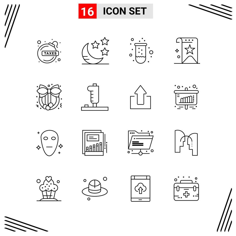 16 Icons Line Style Grid Based Creative Outline Symbols for Website Design Simple Line Icon Signs Isolated on White Background 16 Icon Set vector