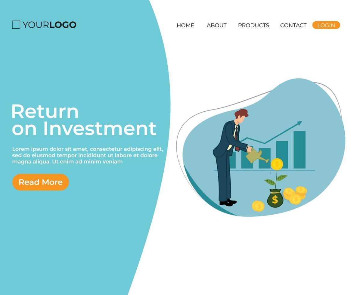 investment financial concept. businessman watering dollar bill plant. business people increasing capital and profits. website landing page vector