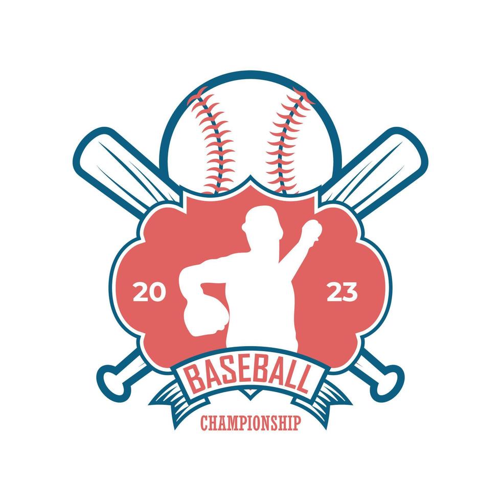 logotipo de béisbol de diseño plano dibujado a mano vector