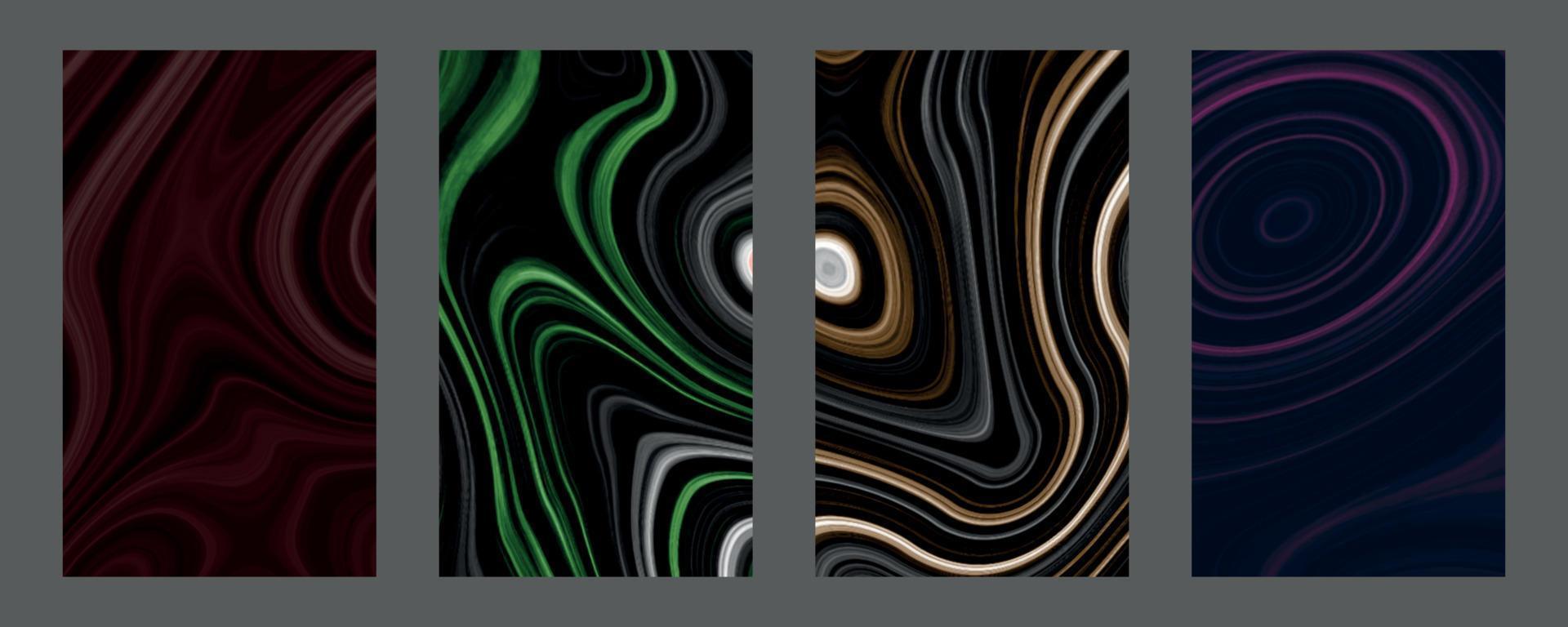 Abstract gradient fluid liquid cover template. Blurred gradient template set. Liquid dynamic gradient waves. Smooth templates collection for brochures, posters, banners, flyers and cards vector