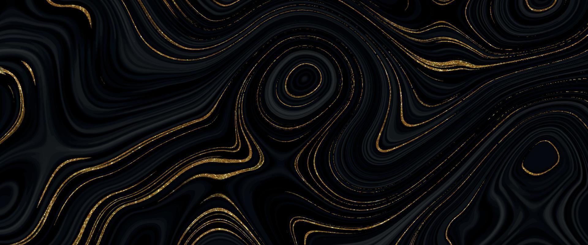 Luxury golden marble texture. Black striped texture with golden glitters. Liquid waves and stains. Black and gold abstract fluid art. Creative abstract hand painted background. vector