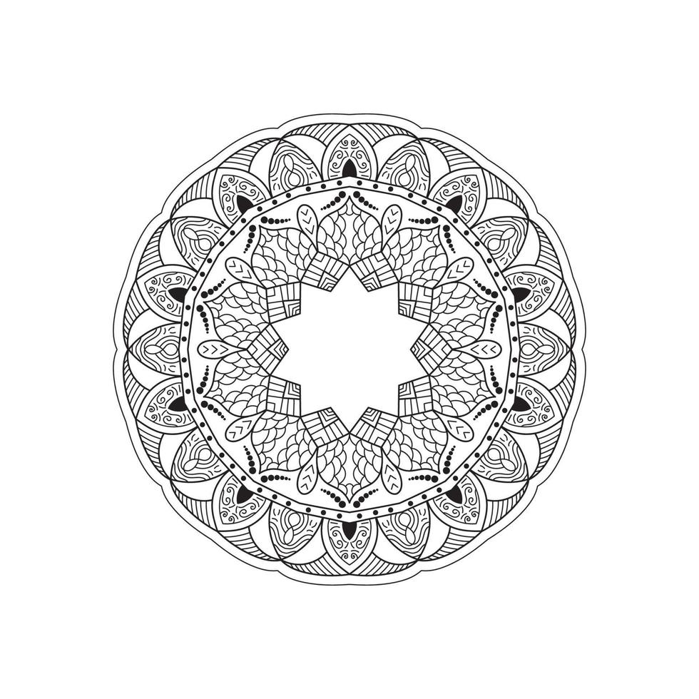 ornamento mandala fondo blanco y negro concepto de diseño vector