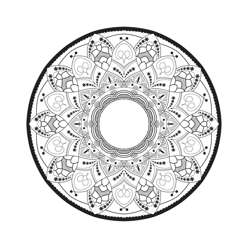 ornamento mandala fondo blanco y negro concepto de diseño vector