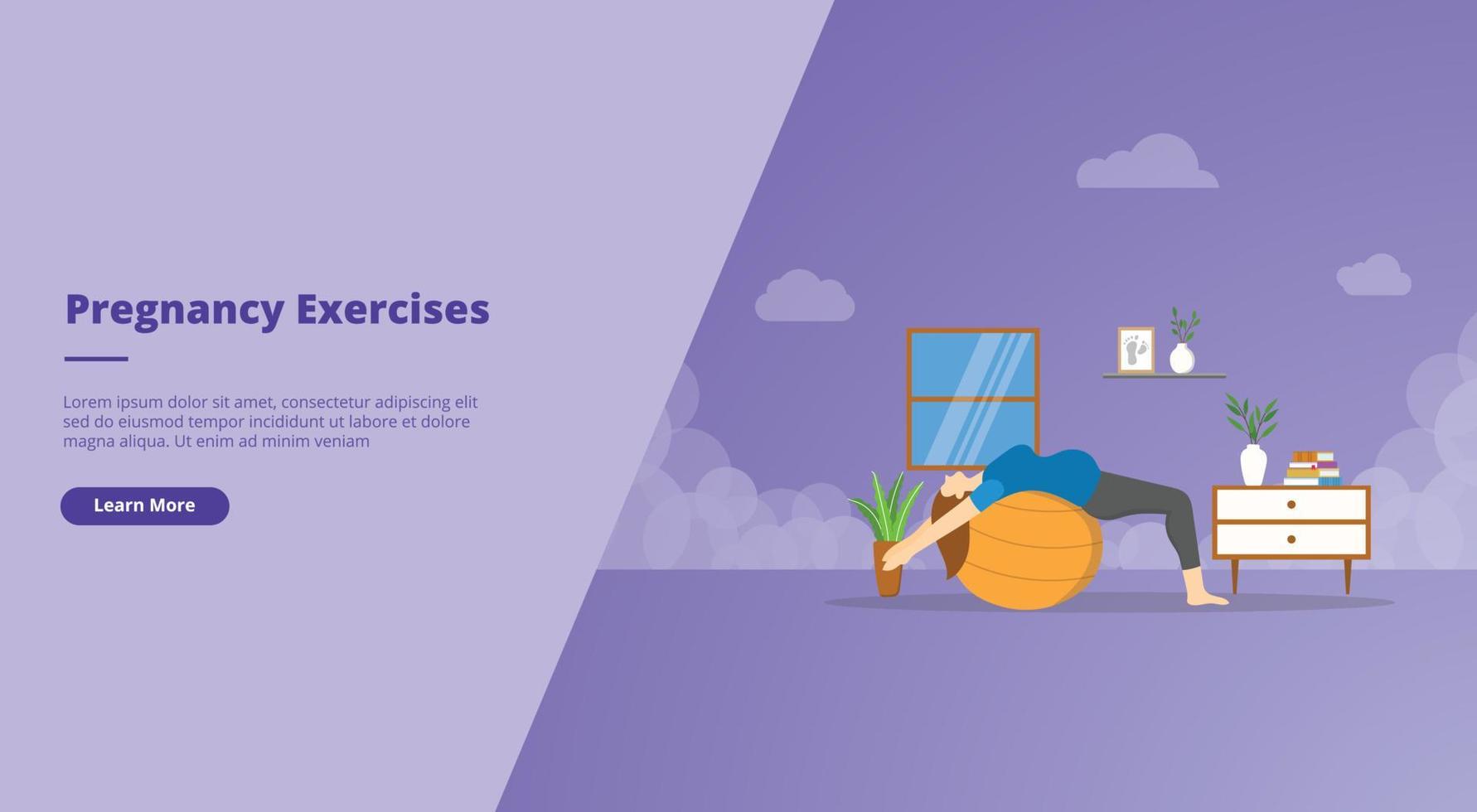 pregnant exercise concept for website landing homepage template banner or slide presentation cover vector