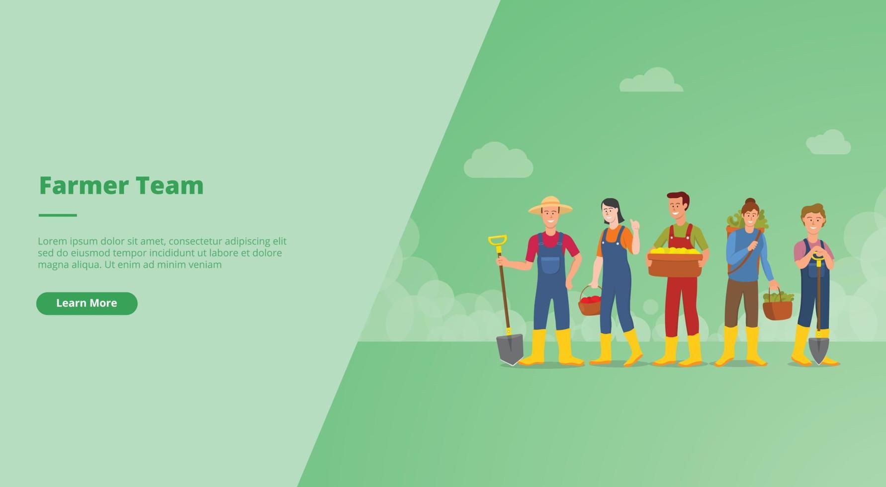 farmer team concept for website landing homepage template banner or slide presentation cover vector