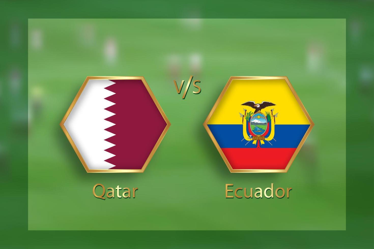 plantilla de jornada de fútbol. plantilla del día del partido qatar vs ecuador. ilustración vectorial aislada sobre fondo verde vector