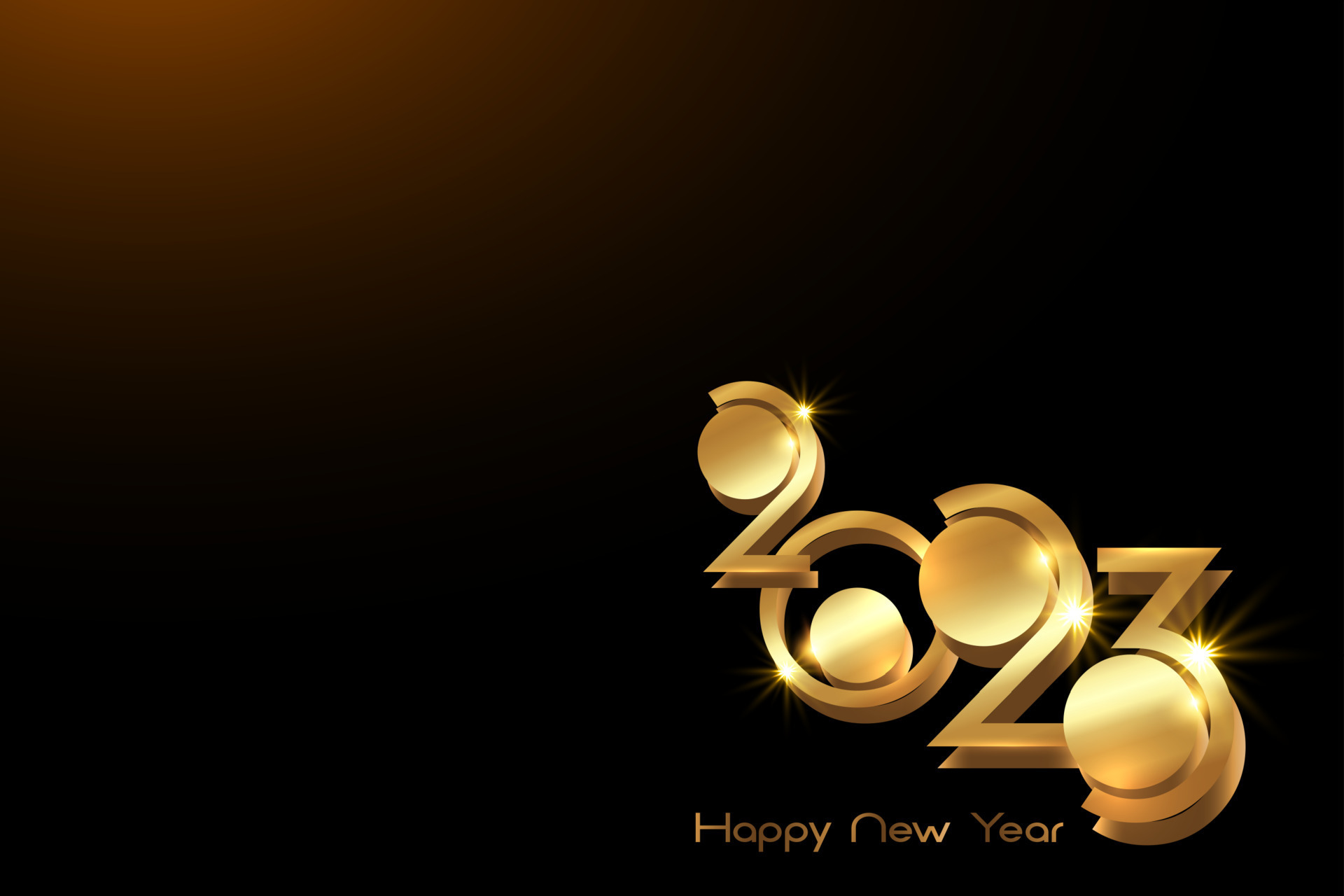 Happy new year 2024. 3d gold numbers with golden Christmas decoration and  confetti on dark background. Holiday greeting card design. 21016774 Vector  Art at Vecteezy
