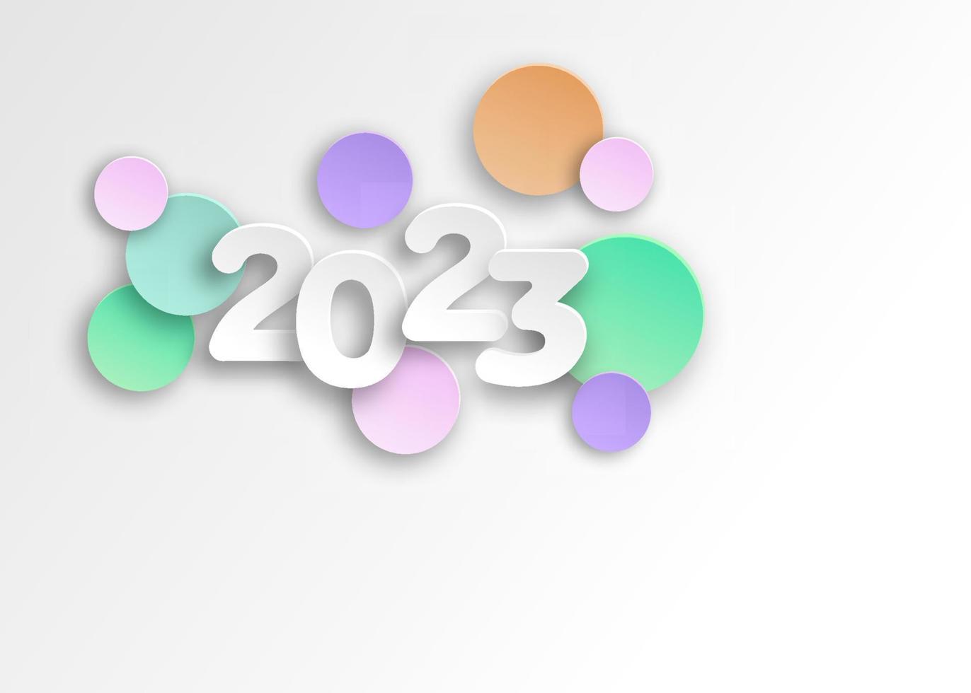 New year 2023 paper cut numbers in delicate colors. Decorative greeting card 2023 happy new year. Colorful Christmas banner, vector illustration isolated on white background