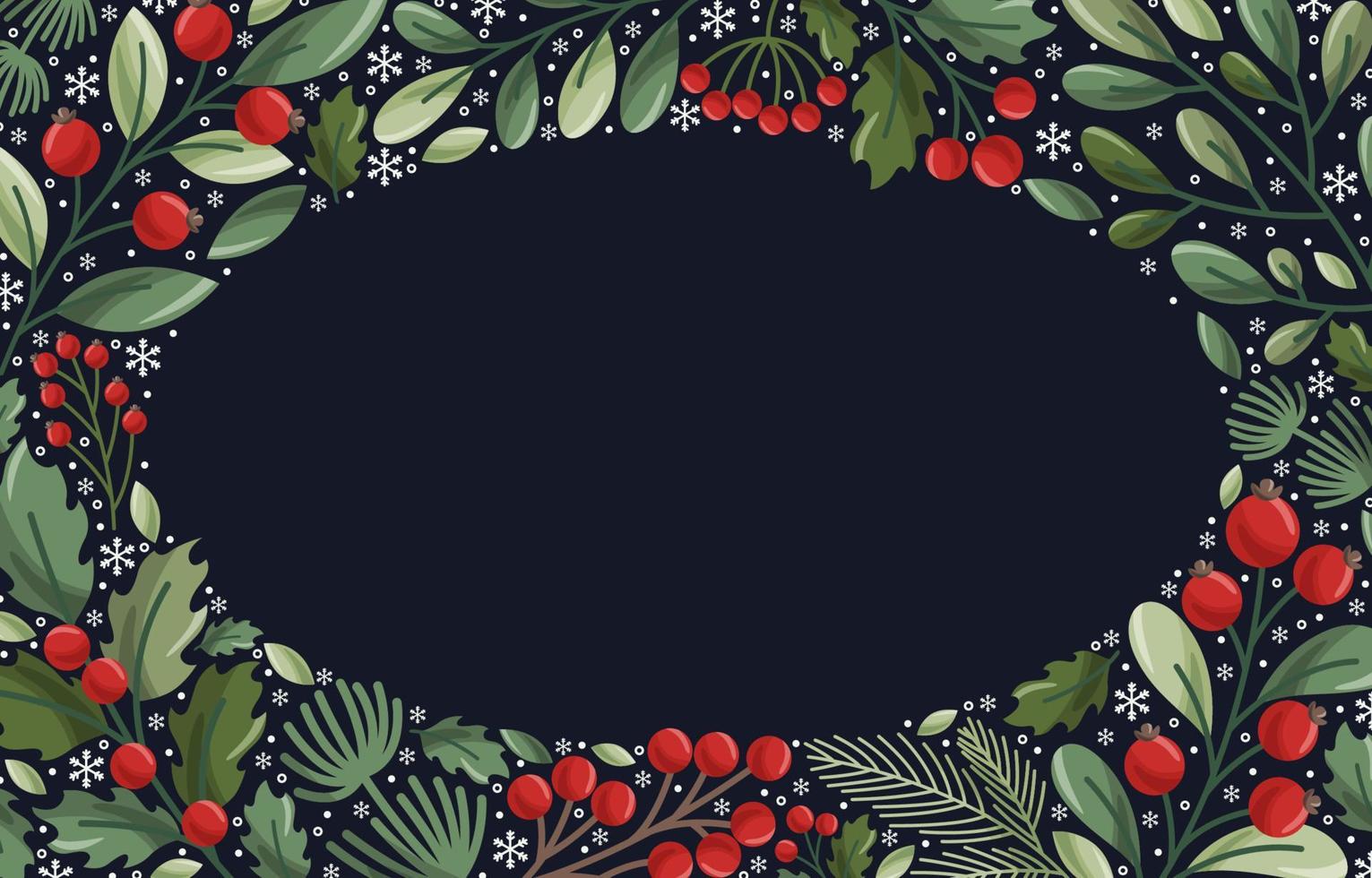 Hand Drawn Winter Floral And Nature Plant Background vector