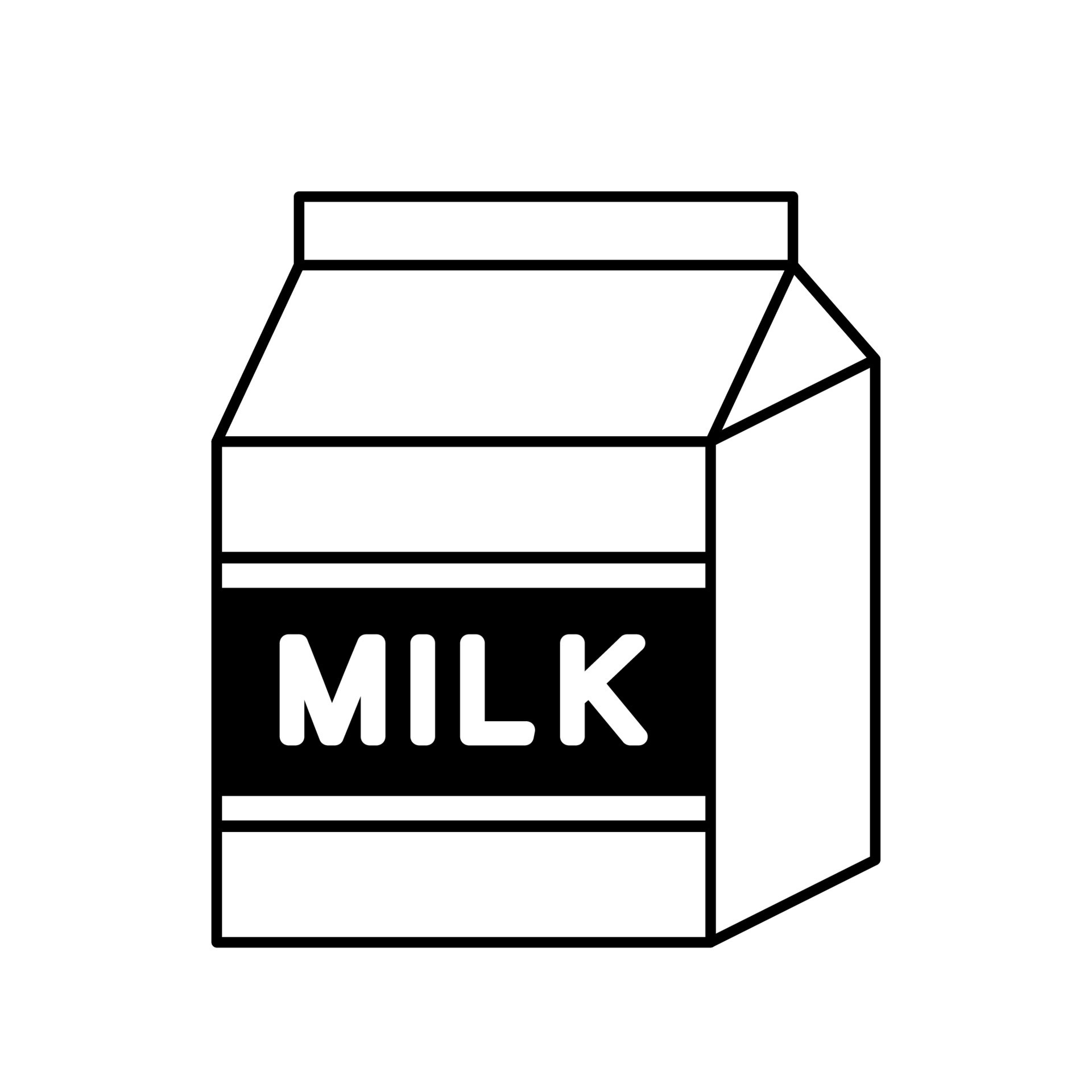 Simple milk carton box icon clipart in black line vector isolated on