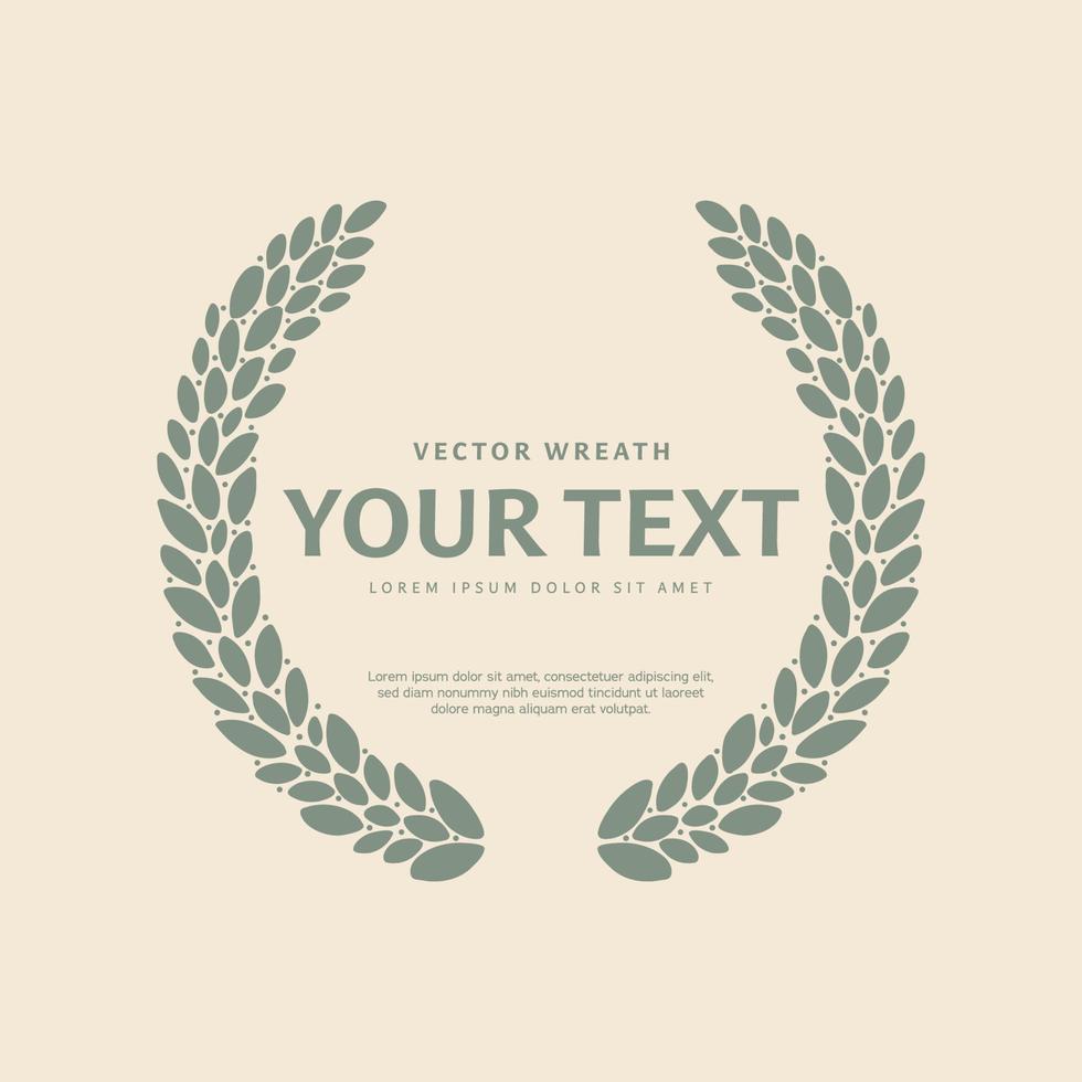 hand drawing vintage green leaf laurel wreath for text copy frame vector