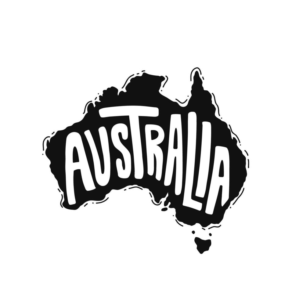 hand drawing doodle australian map black vector