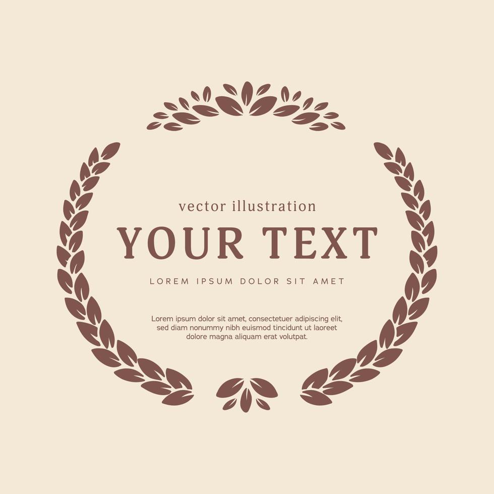 brown floral laurel wreath hand drawn clipart vector