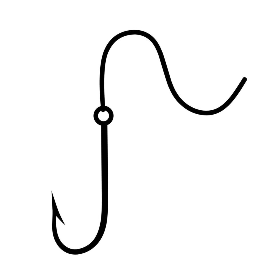 Fishing hook icon with line on white background. Great for angler logos and web logos. Vector illustration