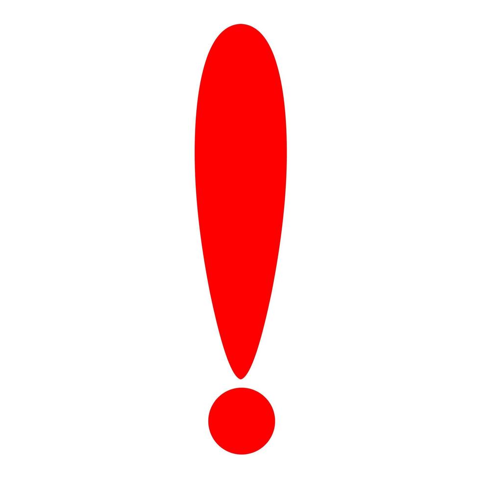 Red exclamation mark icon on white background. Concept with care. vector