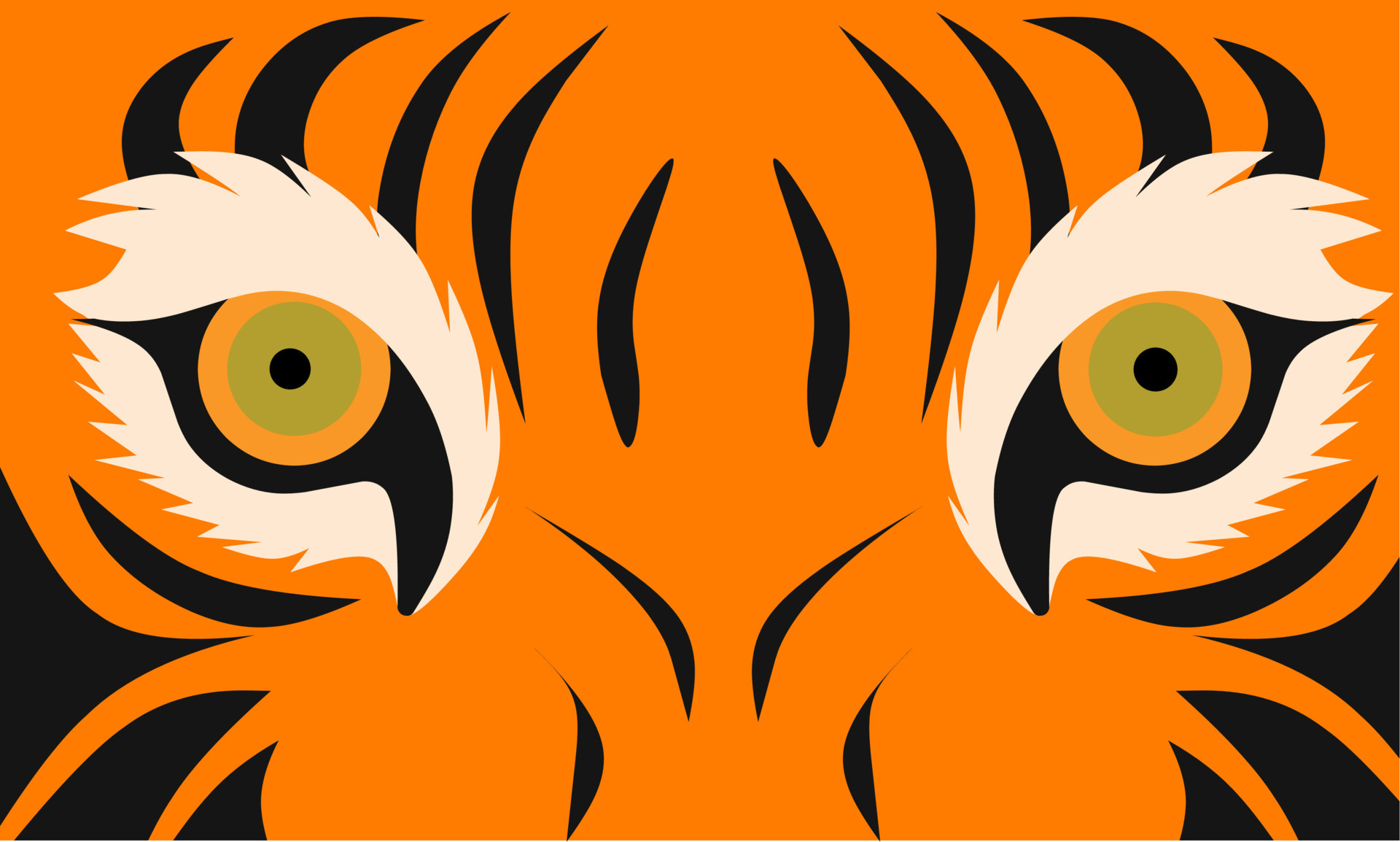 Tiger eye vector illustration with angry facial expression background. The male tiger is orange