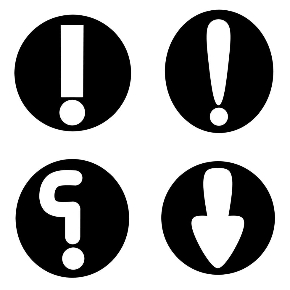 Set of exclamation marks on a white background. Be careful icon concept. Vector illustration