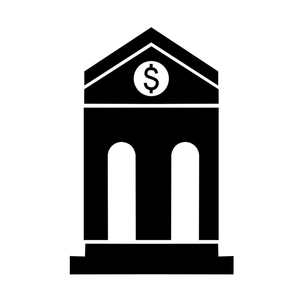 Bank building vector icon with dollar symbol on white background. April 1st international bank day concept.