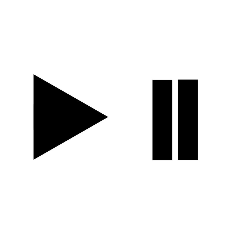 Set of play and pause video icon with black button on white background. Great for web, mobile apps. vector