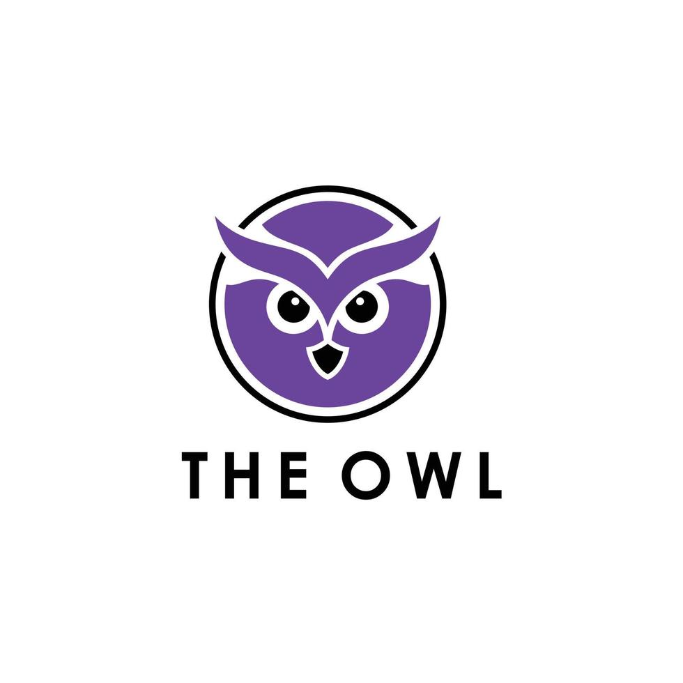 purple owl in the circle shape security protection website logo design vector illustration