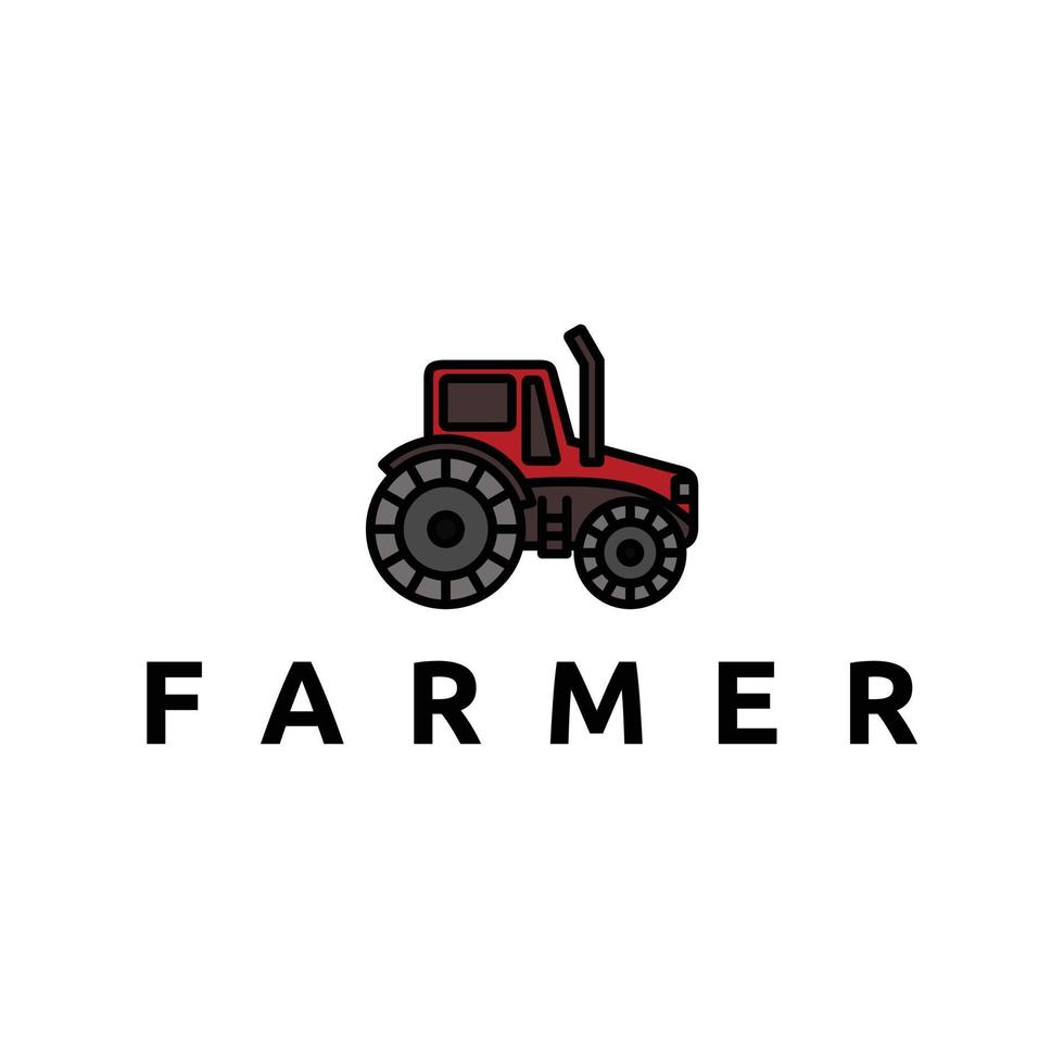 tractor farmer toys outline simple logo design vector illustration