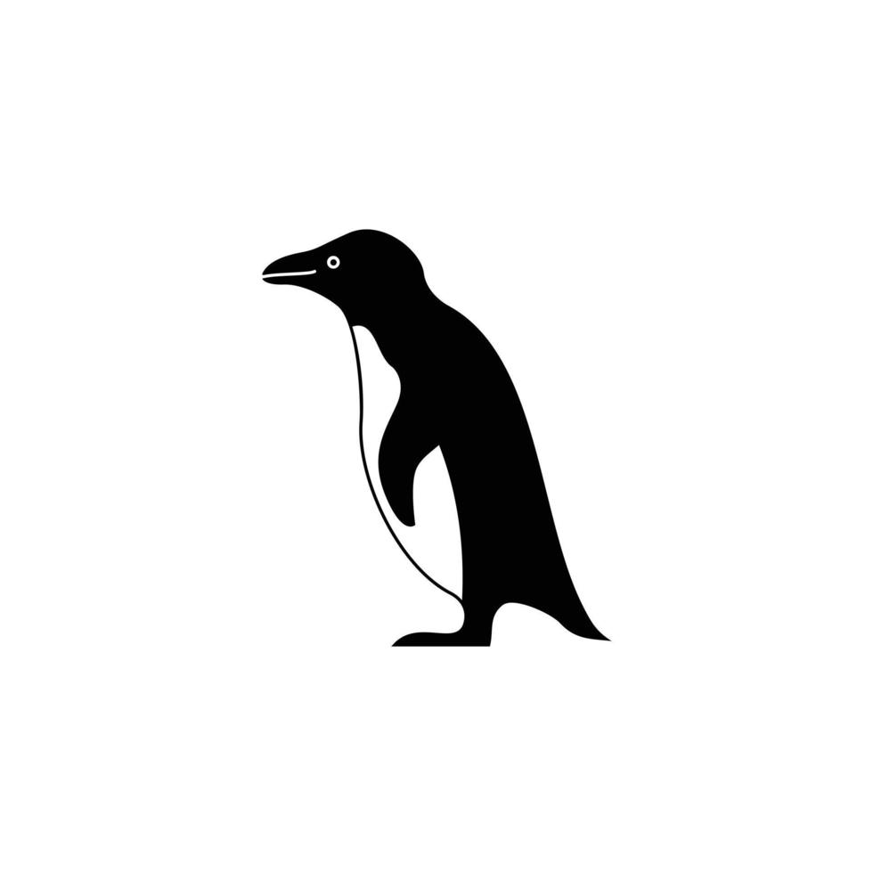 Illustration silhouette penguin bird arctic logo design vector