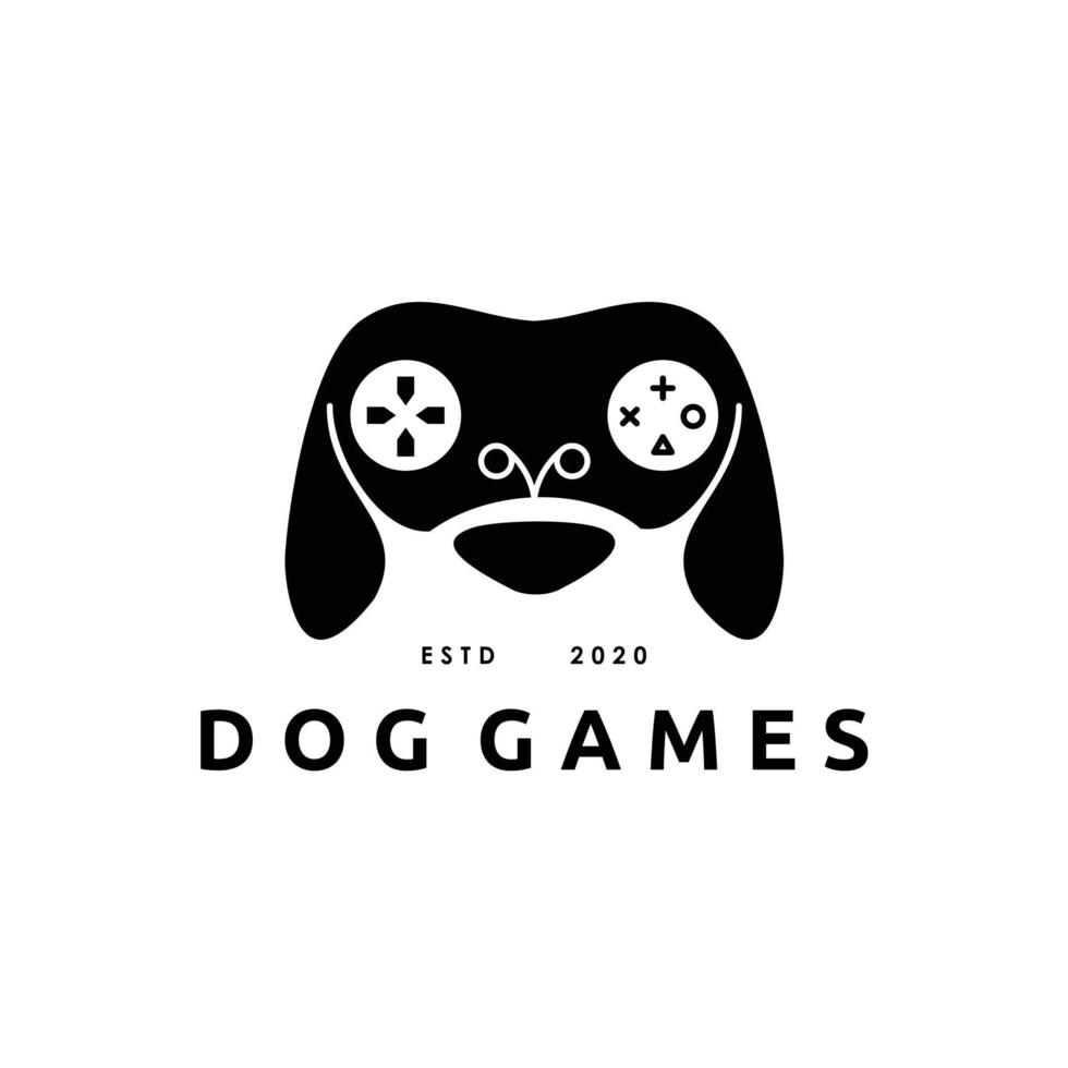 Illustration abstract dog gaming with game stick face logo design vector