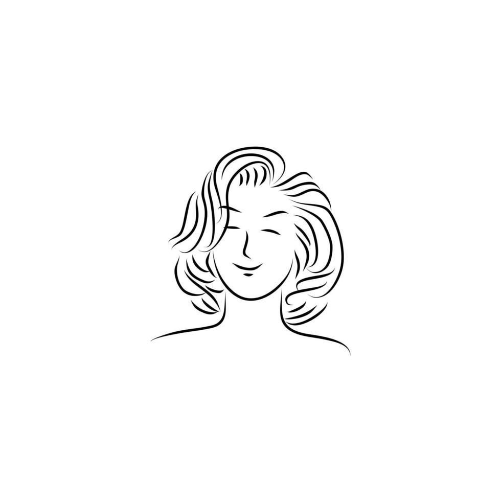 short hair beauty model smile logo vector design illustration life style fashion symbol or sign