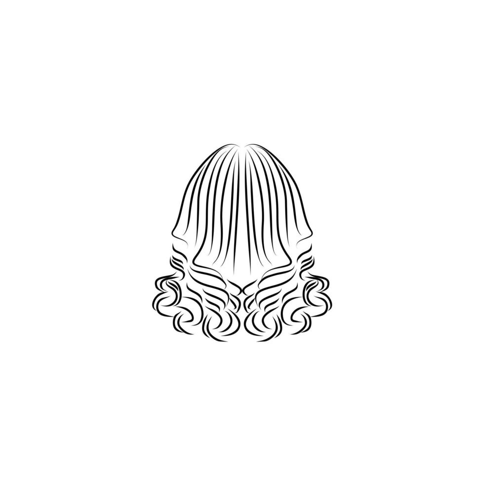 long wavy and curly hairstyle extension logo design vector illustration