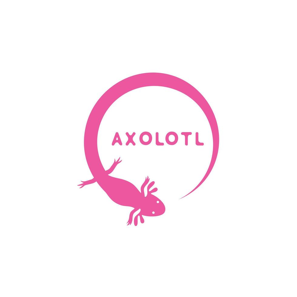 Illustration circle pink axolotl Mexico native wild animal logo design vector