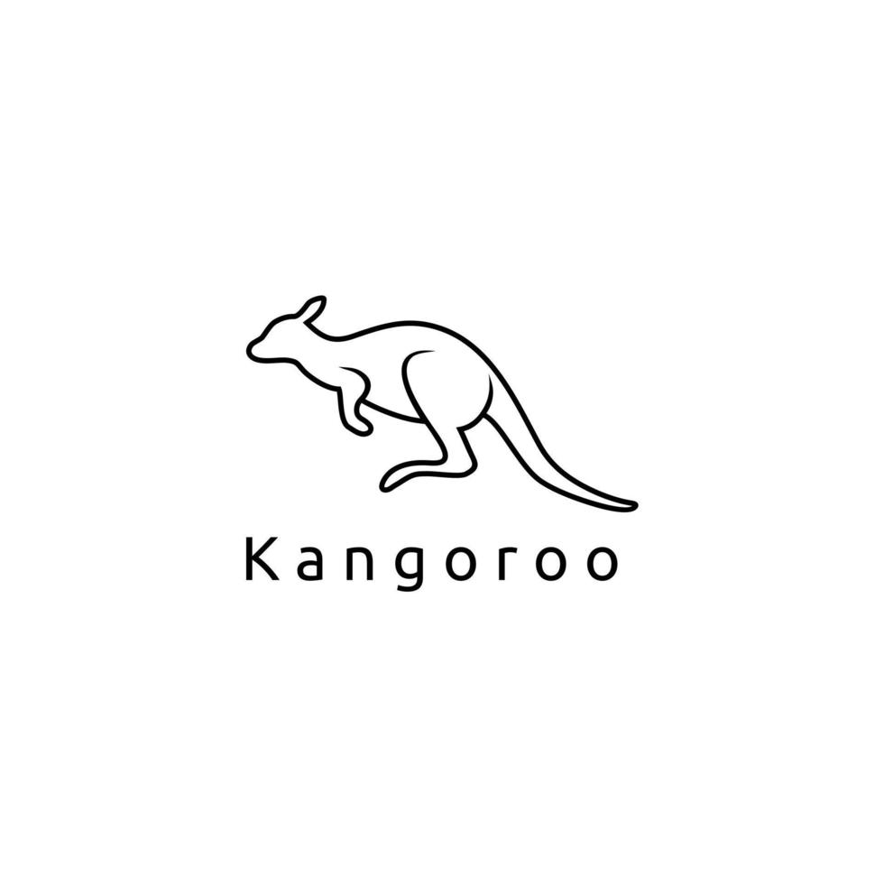 Modern illustration line art jumping kangaroo outline logo design vector