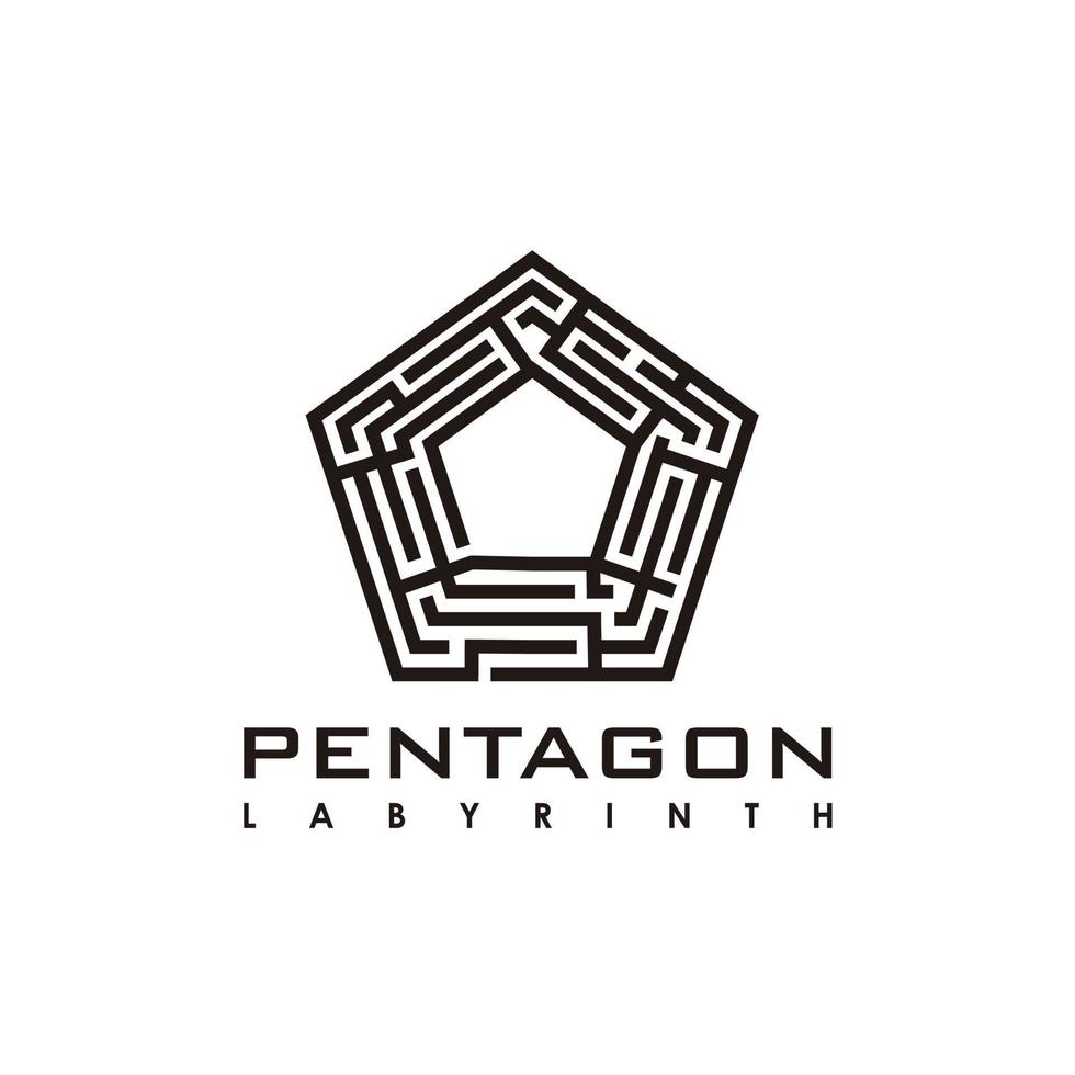 Illustration modern pentagon sign building logo vector for knowledge symbol