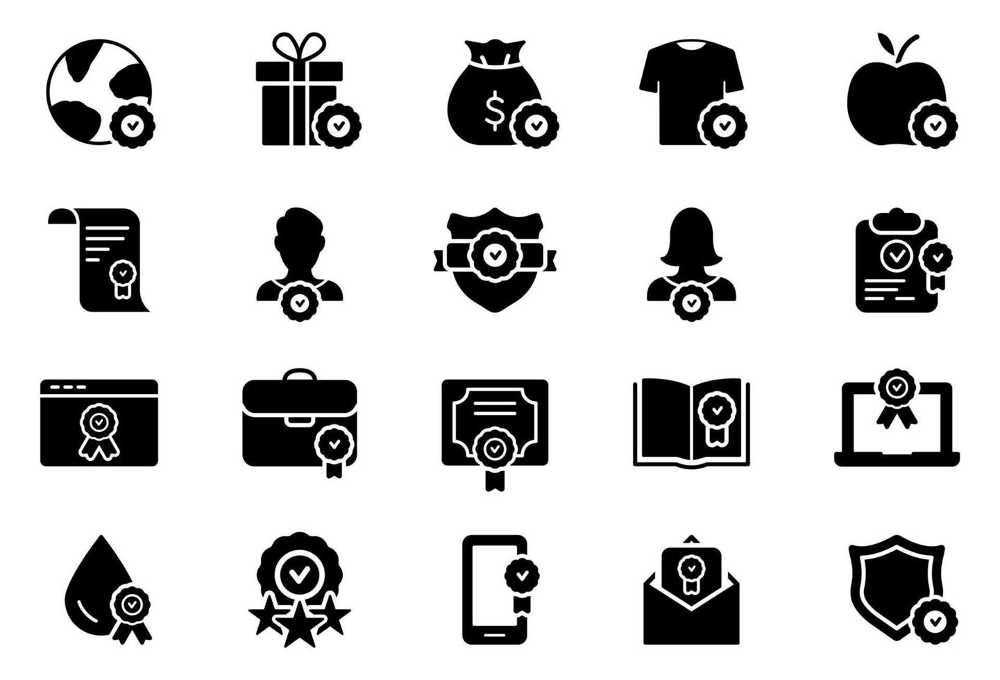 Quality Check Mark Silhouette Icon. Warranty Certificate Glyph Pictogram. Approve Stamp Checkmark Symbol. Good Choice of Food, Device, Business Service Award Seal. Isolated Vector Illustration.