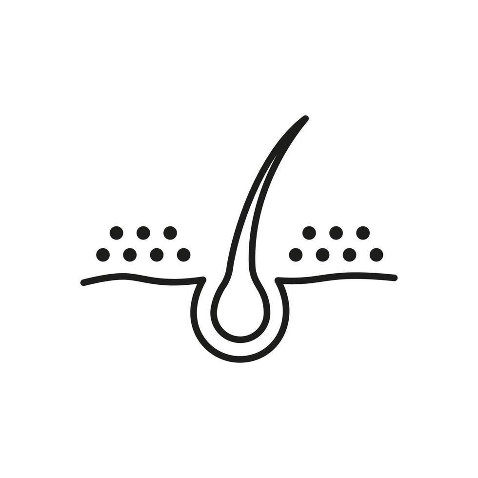 Hair Dandruff Line Icon. Unhealthy or Dirty Follicle Outline Icon. Dermatology Problem of Hair Dandruff Linear Pictogram. Editable Stroke. Isolated Vector Illustration.