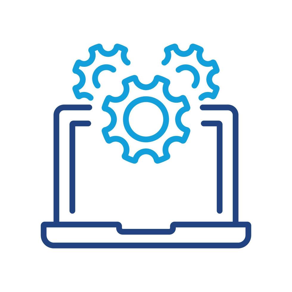 Service of Software Color Line Icon. Computer System Update Linear Pictogram. Settings and Configuration of Laptop. Technical Support. Editable stroke. Vector Isolated Illustration.