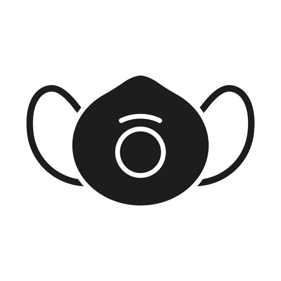 Dust Face Mask Black Icon. Respirator for Protection against Pollution, Dust, Infection, Virus and Allergy. Safety Breathing Respiratory Mask Silhouette Icon. Vector illustration.