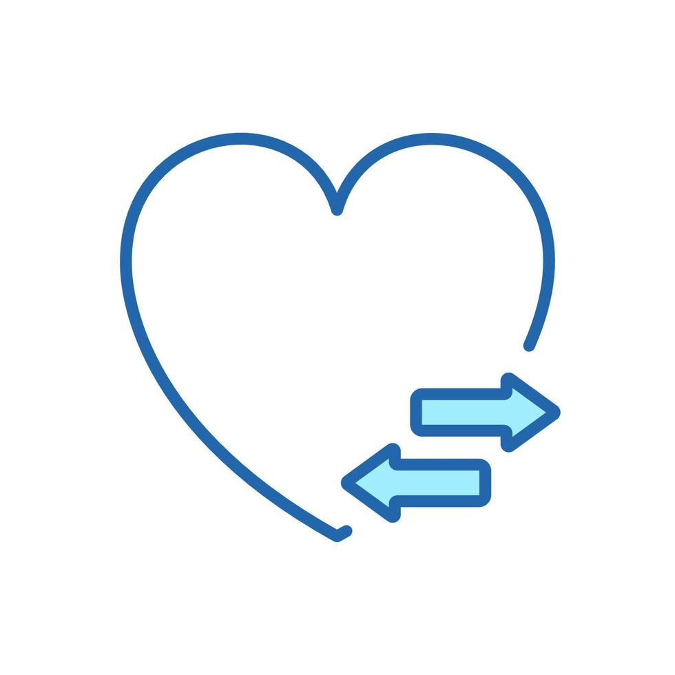 Transplant and Donate of Heart with Arrow Line Icon. Recycle and Renovation Organ Linear Pictogram. Heart Donation Outline Icon. Editable Stroke. Isolated Vector Illustration.