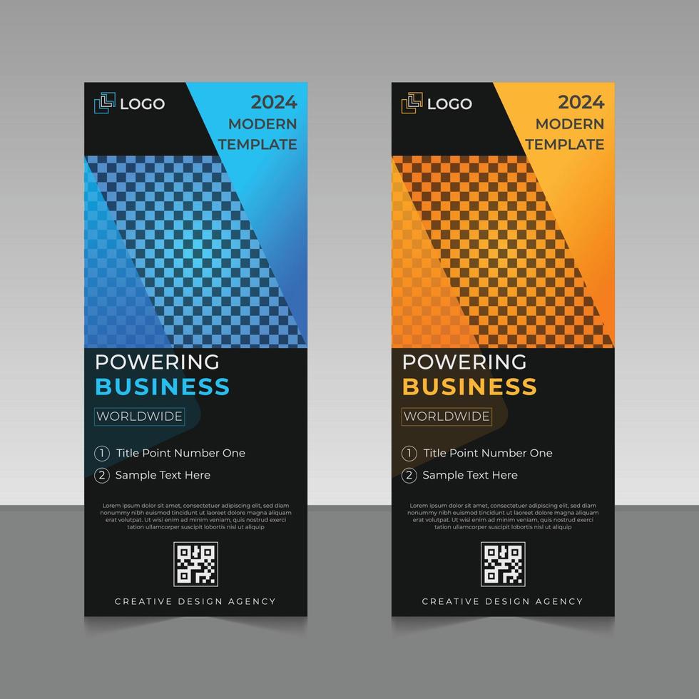 Stylish corporate roll up banner and stands business presentation template vector