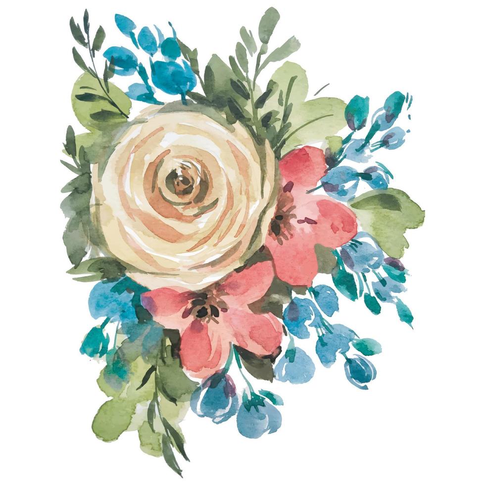 watercolor flower bouquet hand draw vector