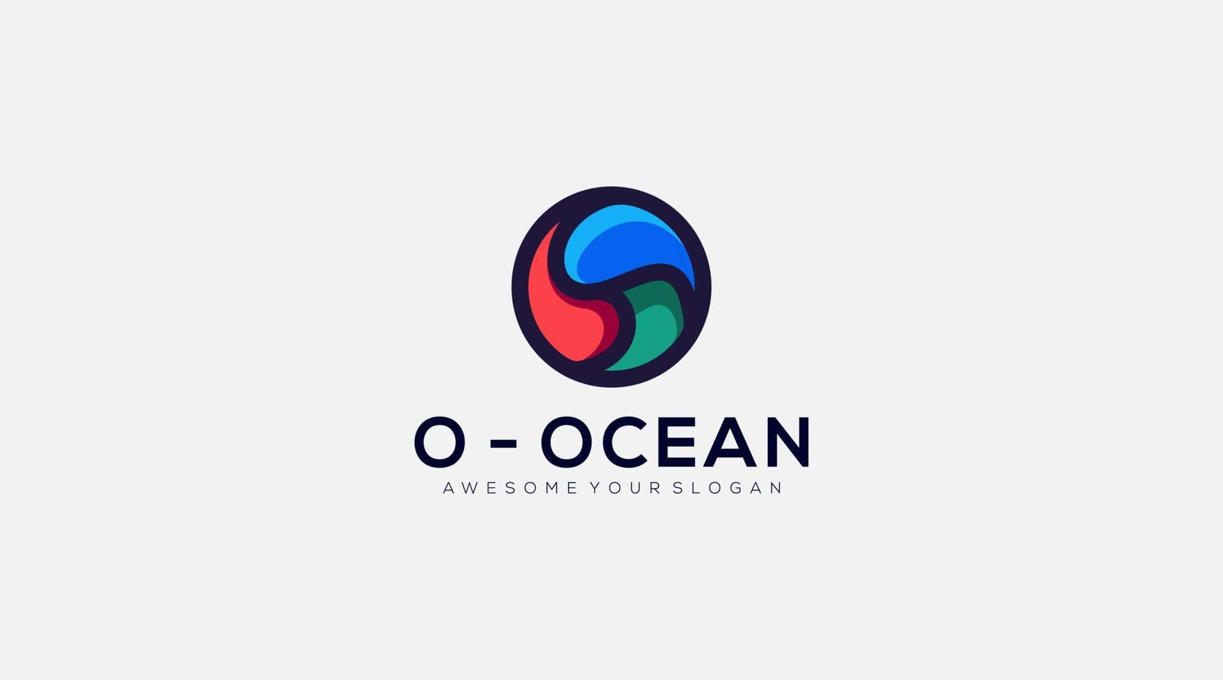 ocean Letter O waves logo design in letter o concept vector