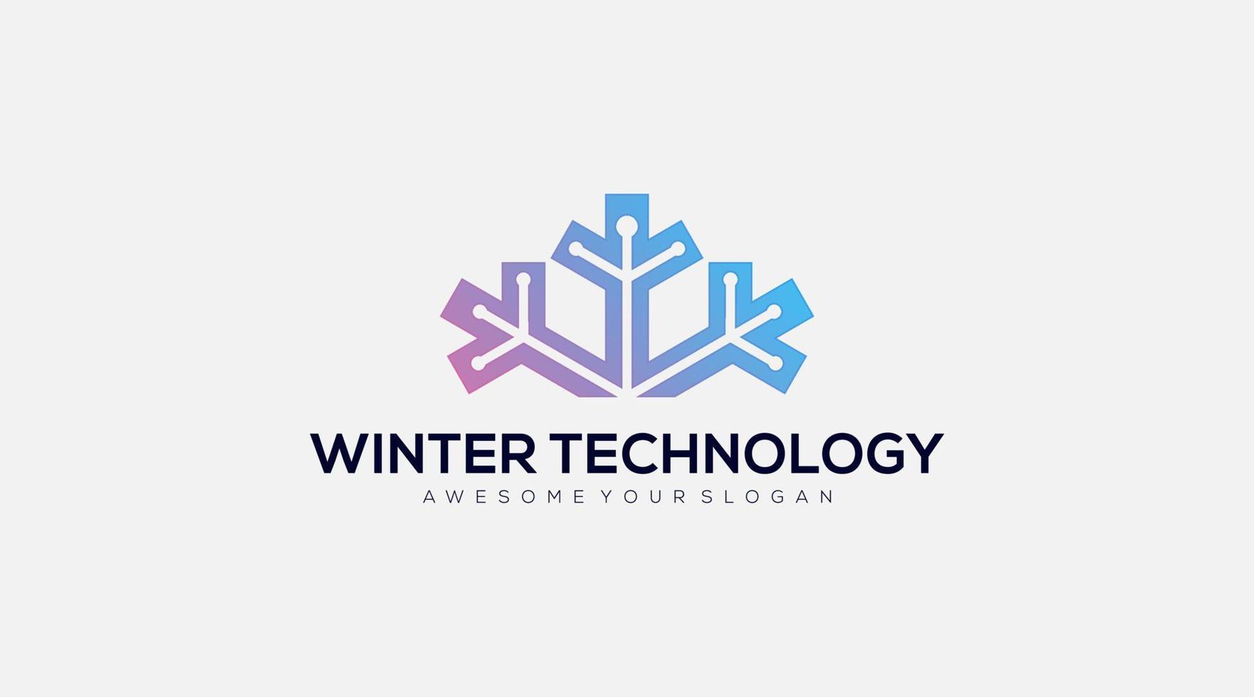 plantilla de vector de diseño de logotipo de tecnología de invierno abstracto