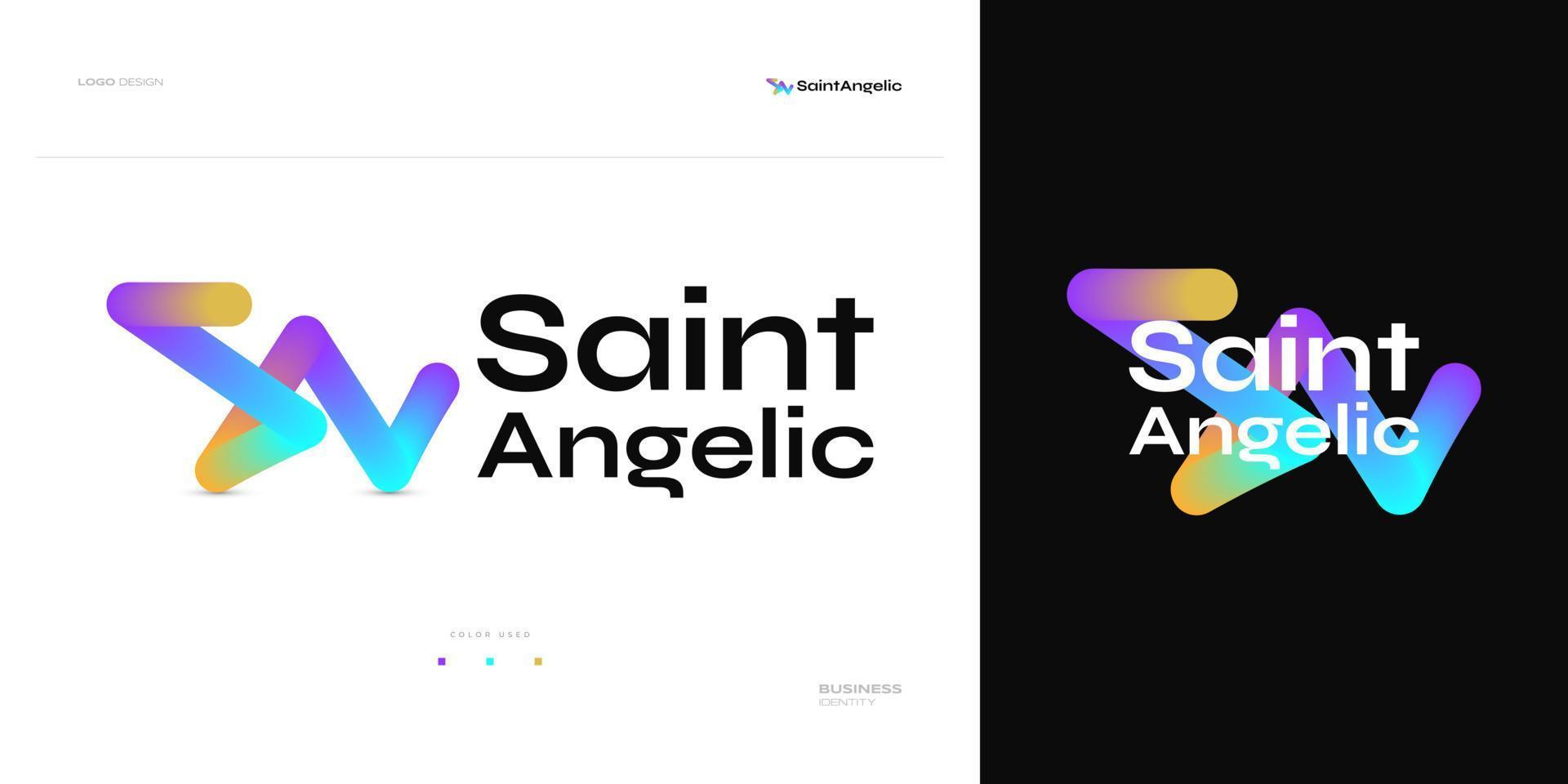 S inicial y un diseño de logotipo con efecto de mezcla de colores. logo de letra sa con concepto abstracto y creativo vector