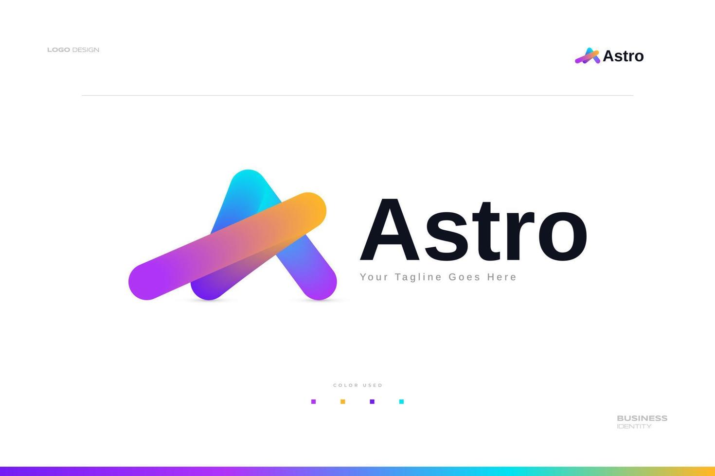 diseño de logotipo de letra a abstracto y creativo con un estilo de mezcla colorido vector