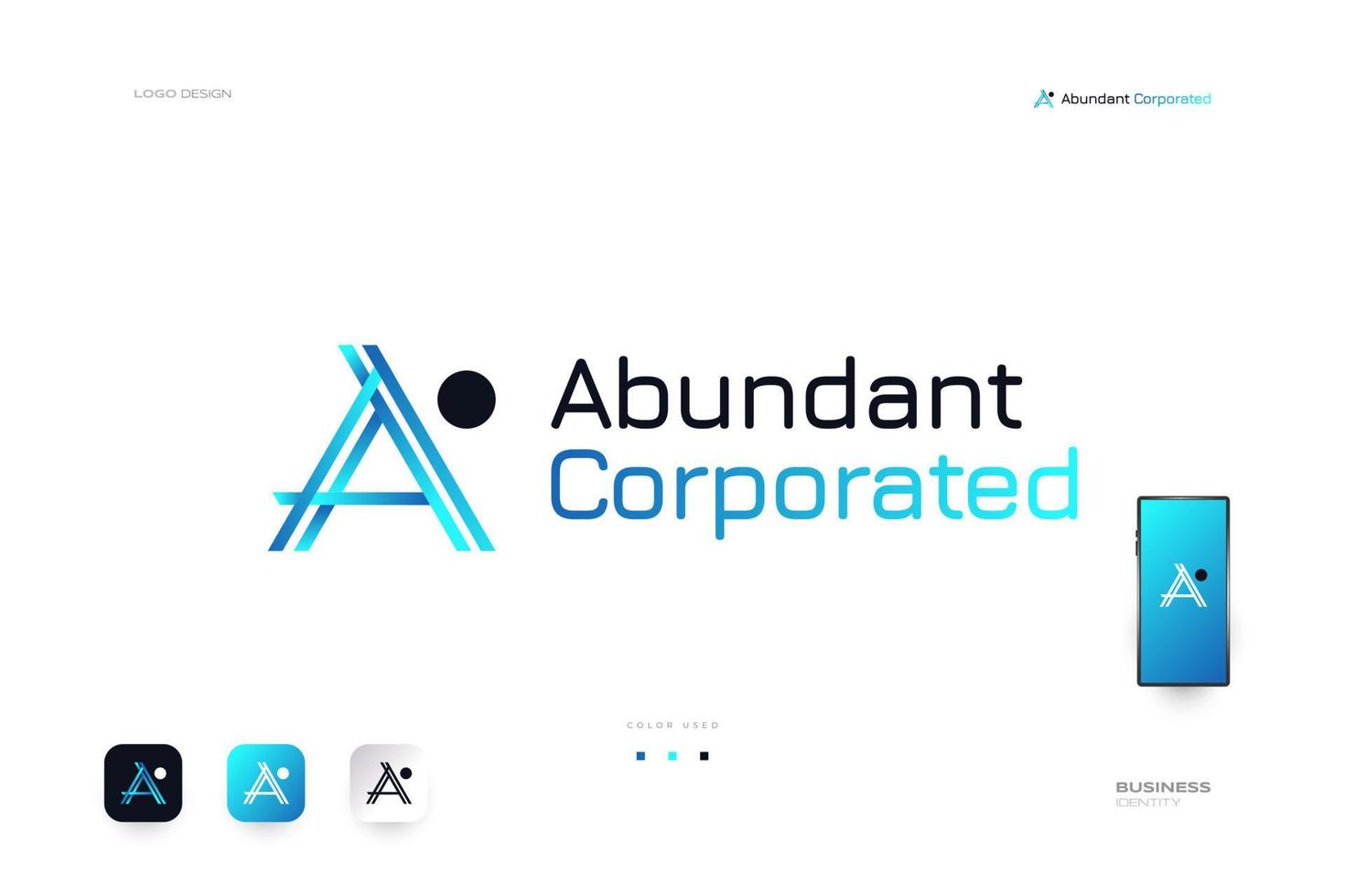 letra abstracta y moderna un diseño de logotipo en estilo degradado azul. letra a logotipo de monograma inicial para logotipo de empresa y tecnología vector