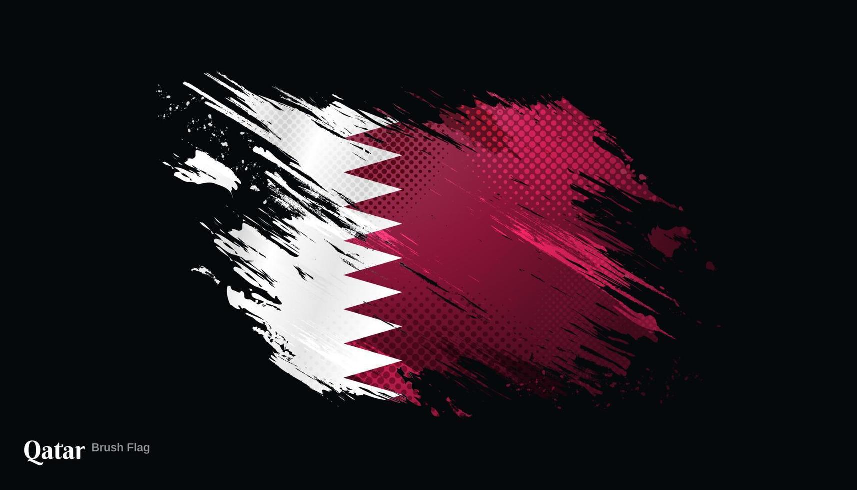 bandera qatar con pincel y estilo grunge. bandera de qatar con concepto deportivo, adecuada para el día de la independencia y el fondo de la copa mundial 2022 vector