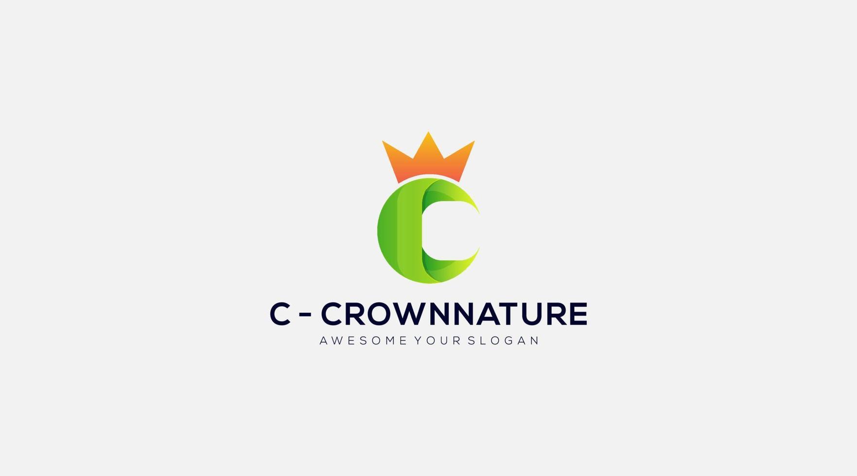 Letter C crown nature vector logo design template