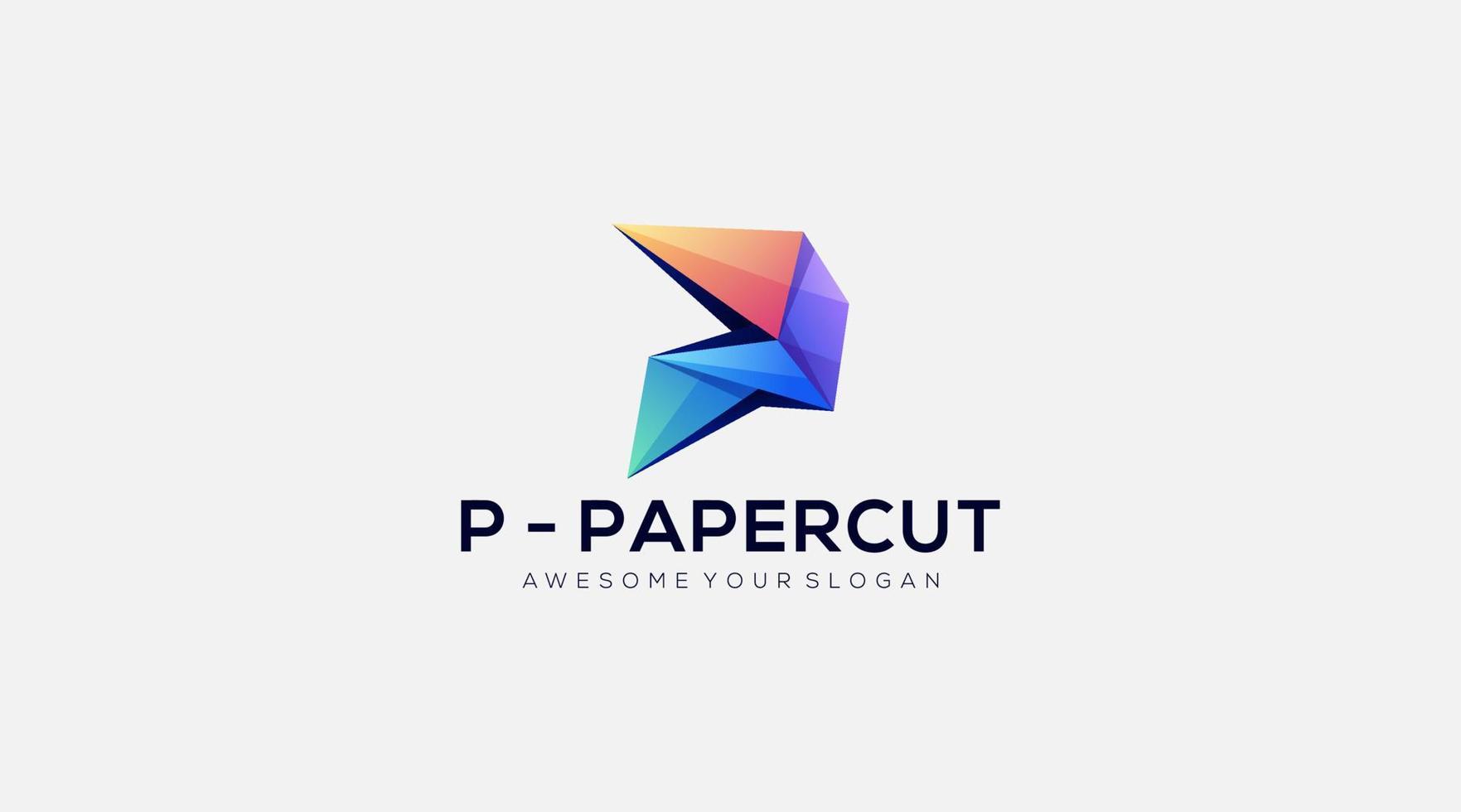 Ilustración de vector de letra p de corte de papel con diseño de logotipo